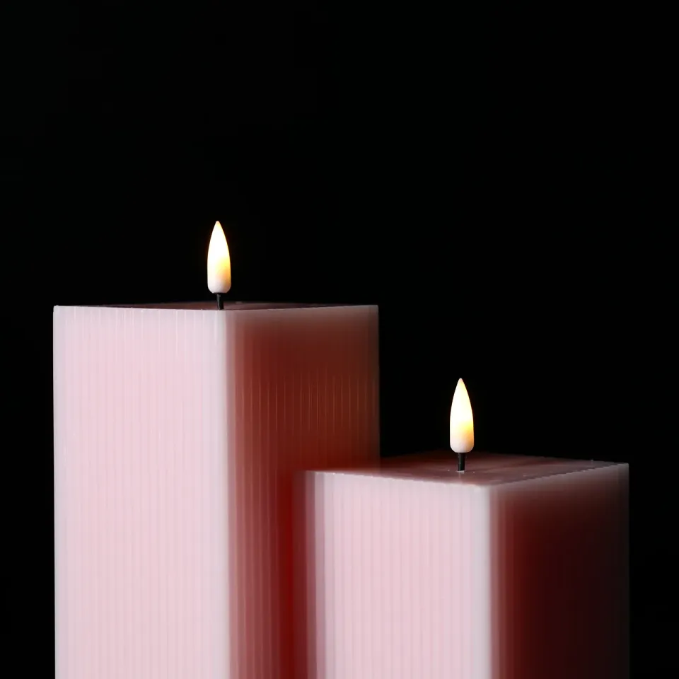 PEMBE KARE 3D LED MUM 2Lİ SET