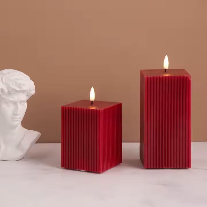 KIRMIZI KARE 3D LED MUM 2Lİ SET