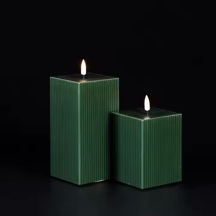 YEŞİL KARE 2Lİ SET 3D LED MUM