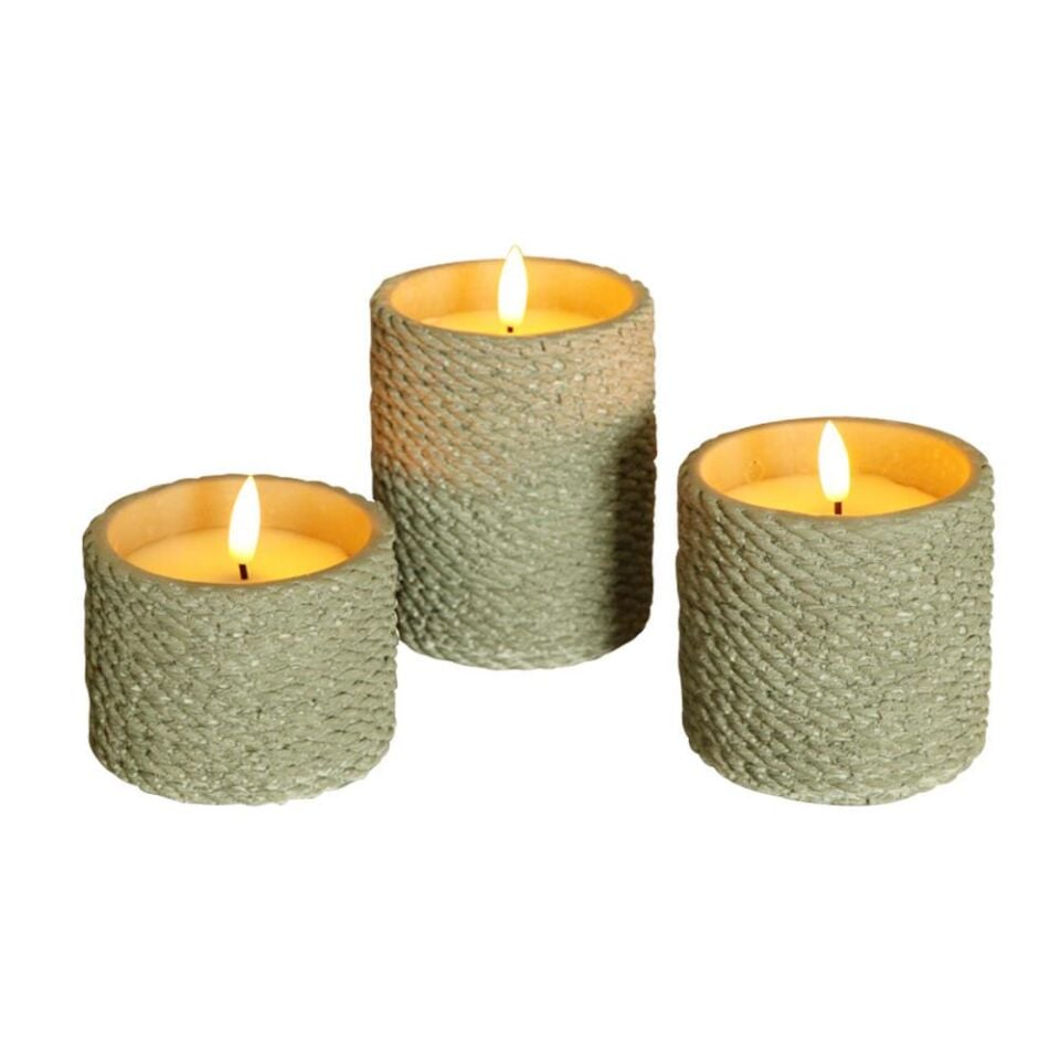 Hasır İpli Dokulu Beton 3D Led 3’lü Set